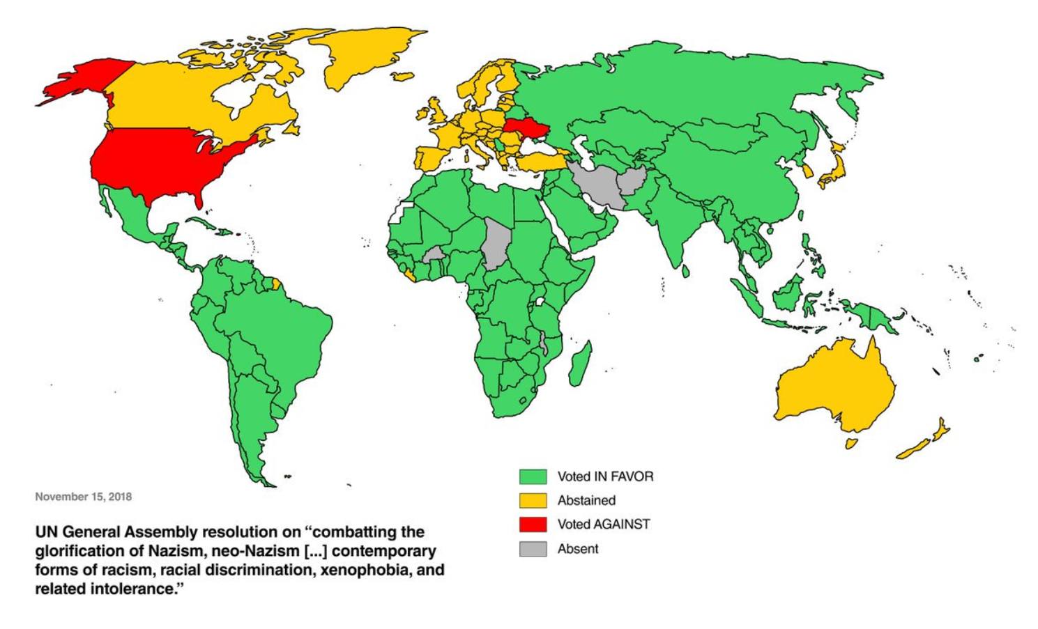 Two countries voted against a UN resolution condemning Nazism