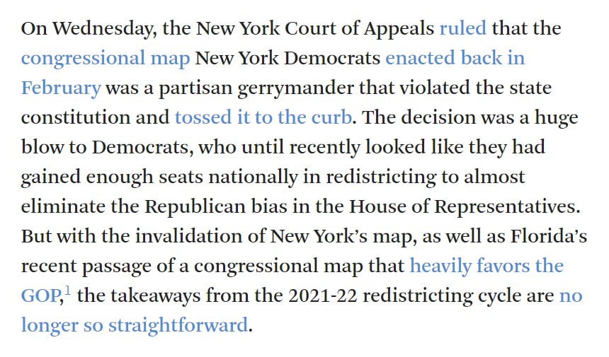 New York Court of Appeals struck down Democrat redistricting...