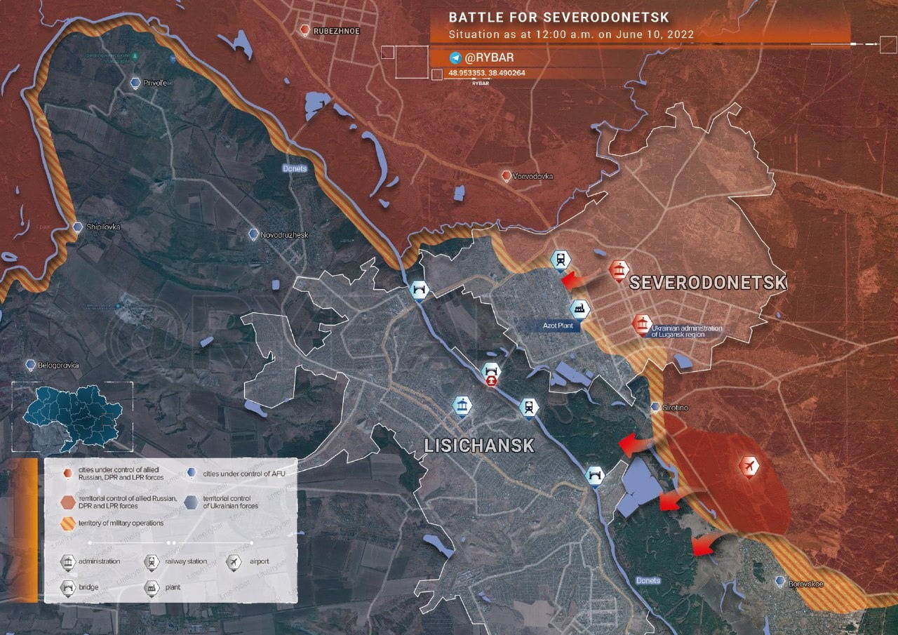 Russia captured Severodonetsk airport outside of Severodonetsk in Ukraine