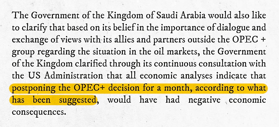 Biden asked Saudi to withhold OPEC+ oil cuts until...