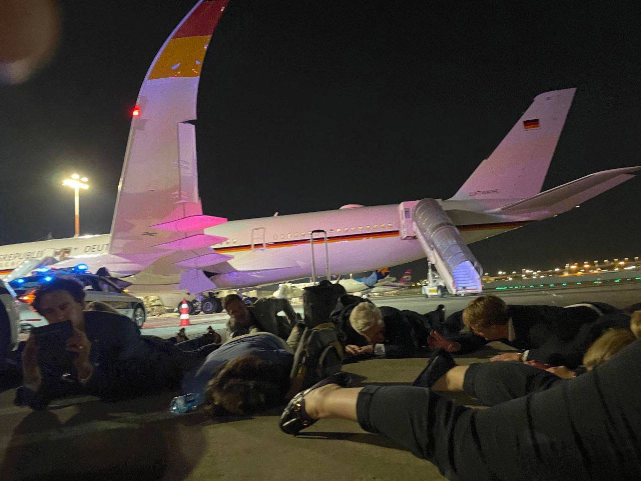 German delegation on the ground at Ben Gurion Airport...