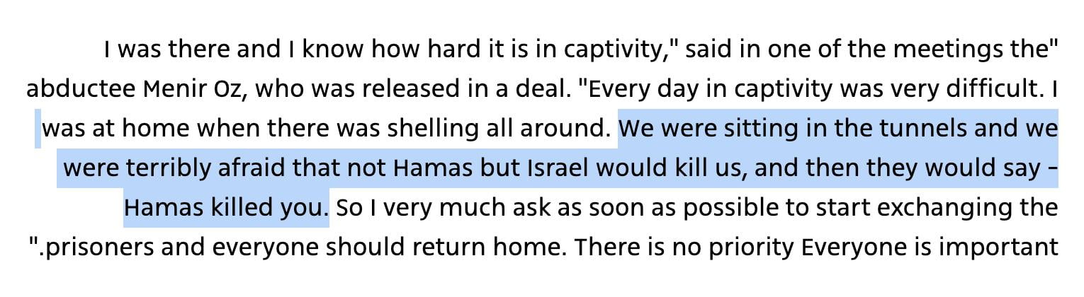 Israeli hostage released by Hamas testifies that they were...
