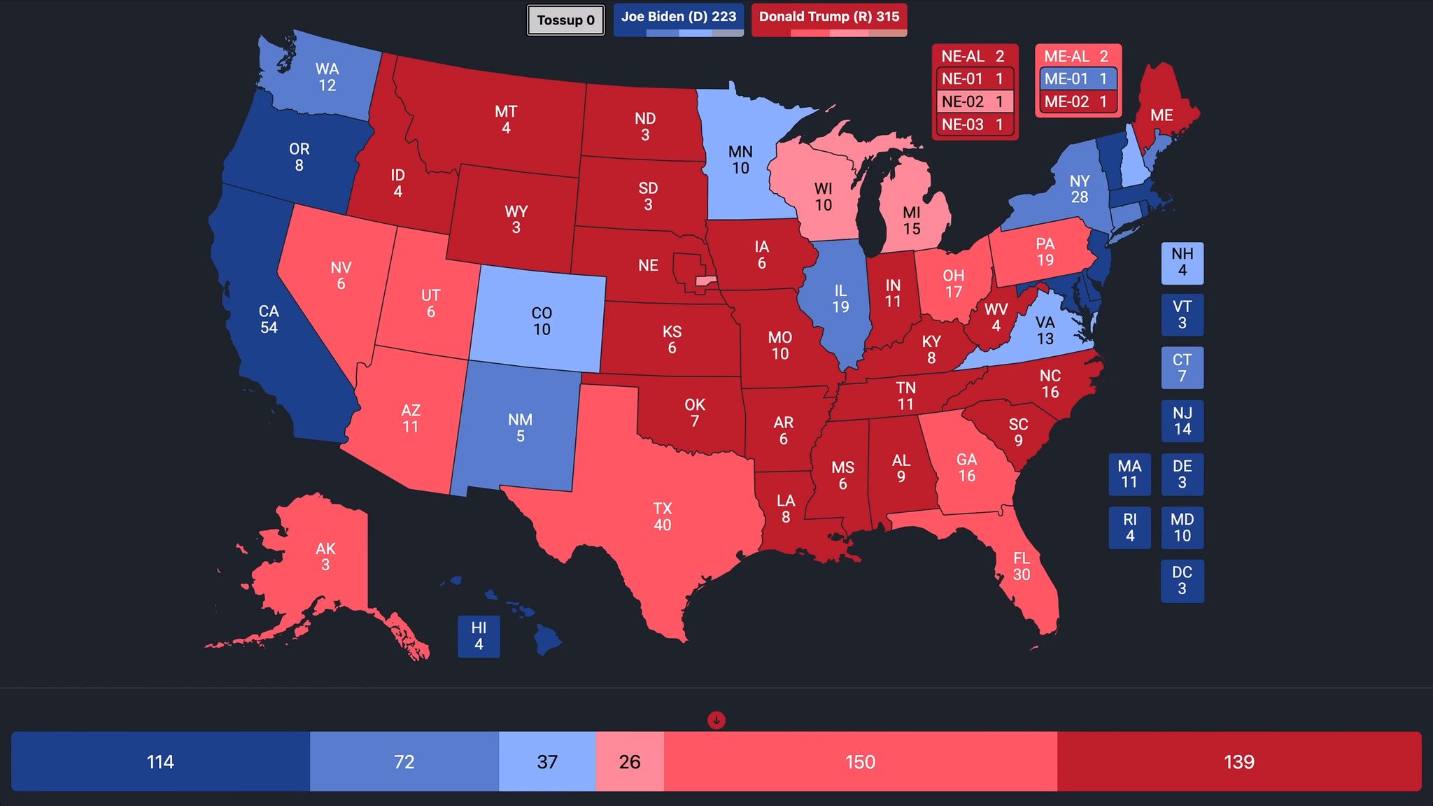 The 2024 presidential election map off the latest state-level...