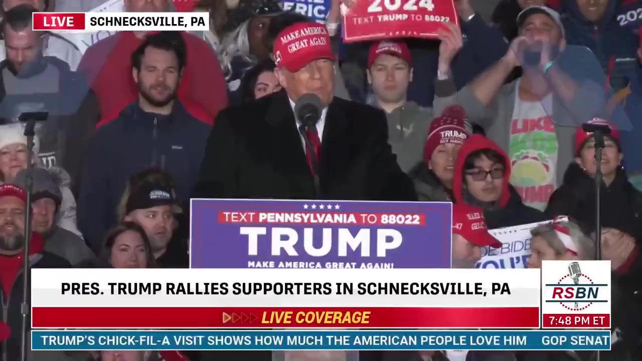 Trump rally in Pennsylvania breaks into chants of Genocide...