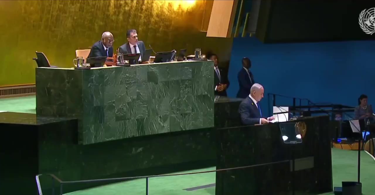 Nearly the entire UN General Assembly walks out on...