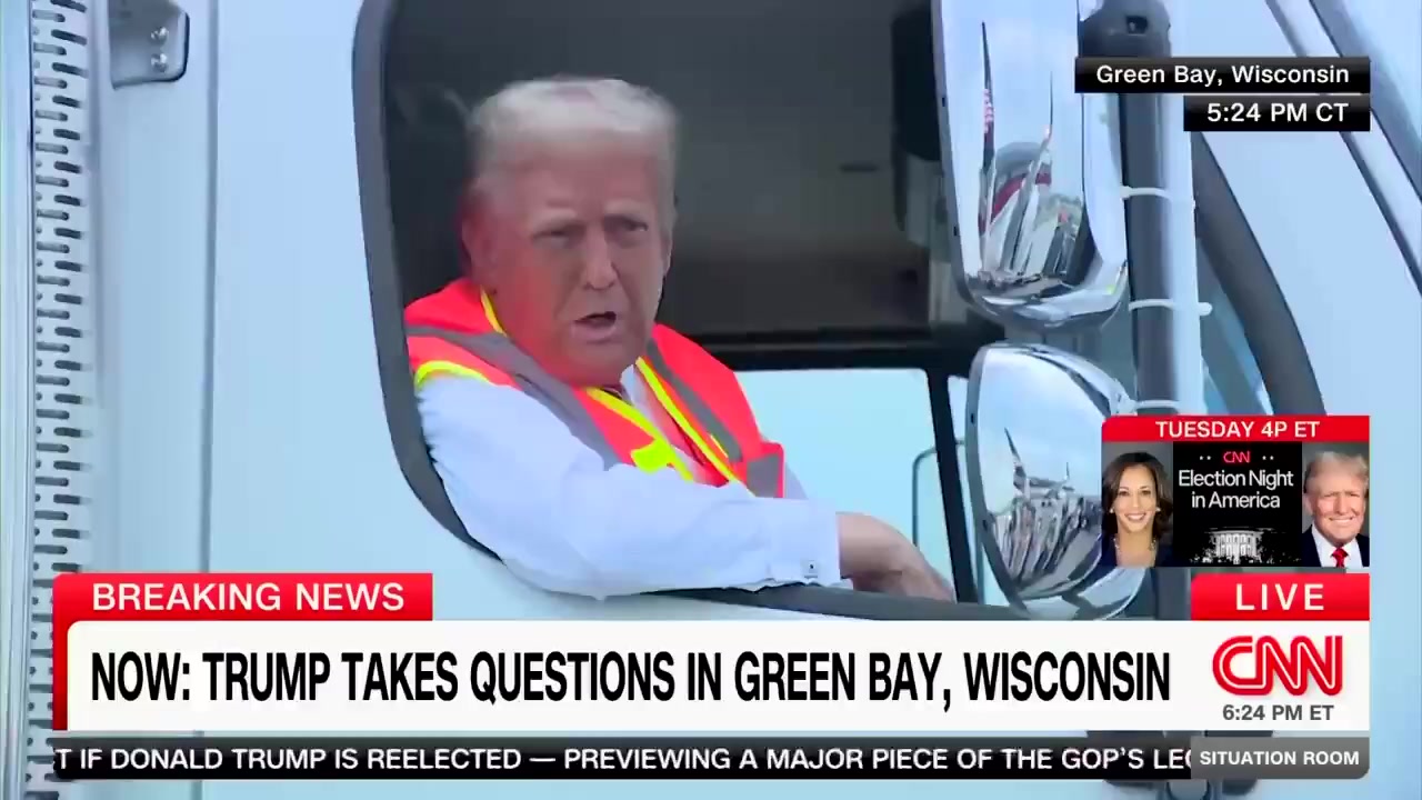 Trump in a garbage truck, taking out the trash...