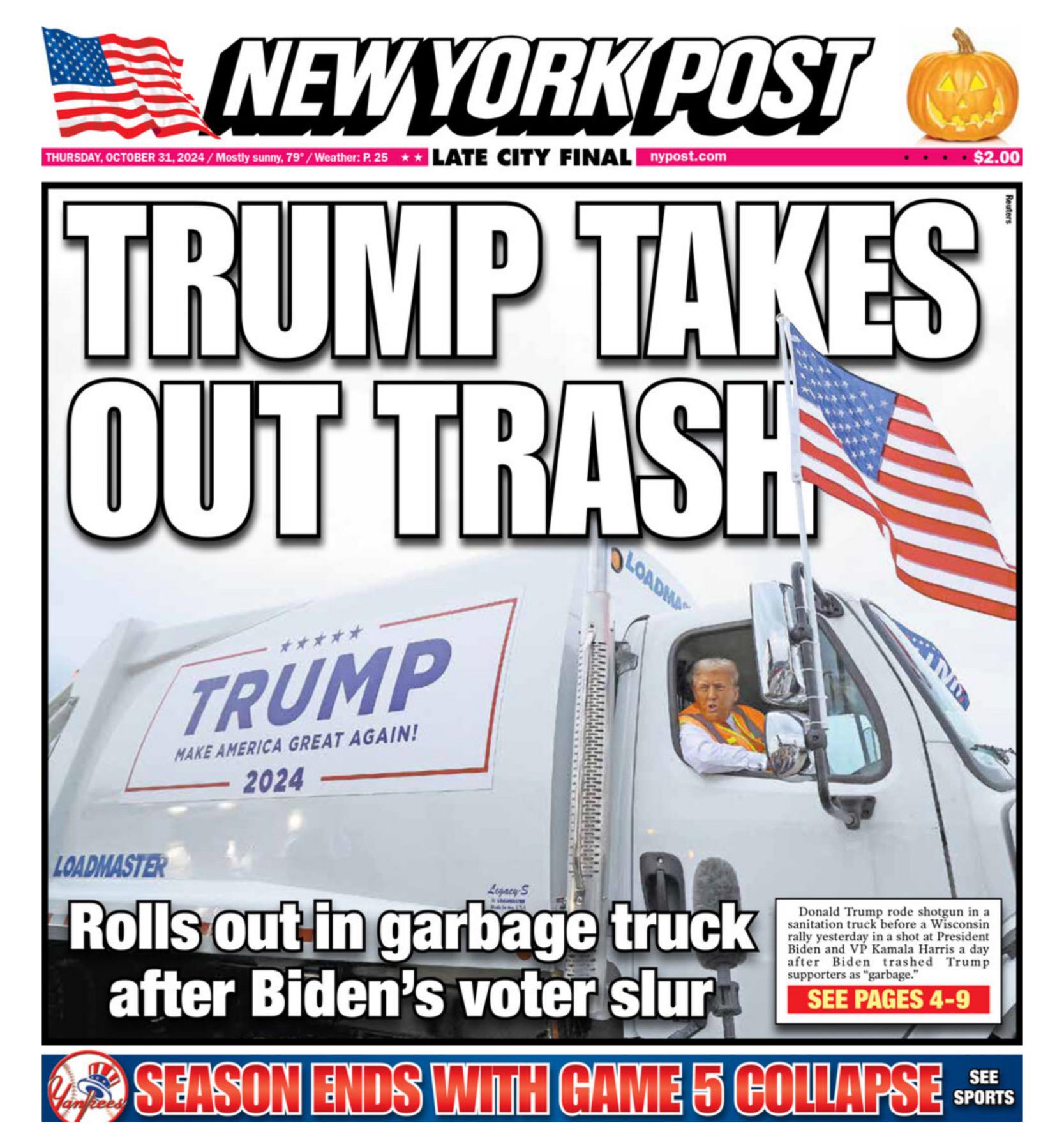 Trump takes out the trash, Joe Biden and Kamala...