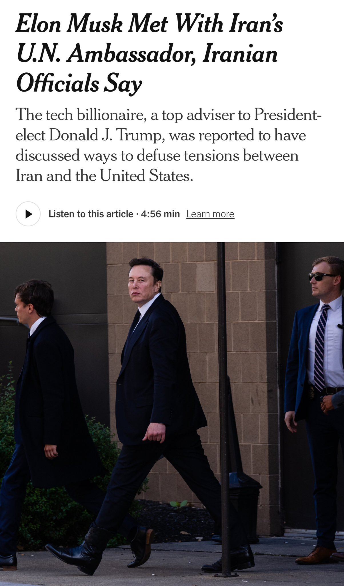 Elon met with Iranian UN ambassador on behalf of...